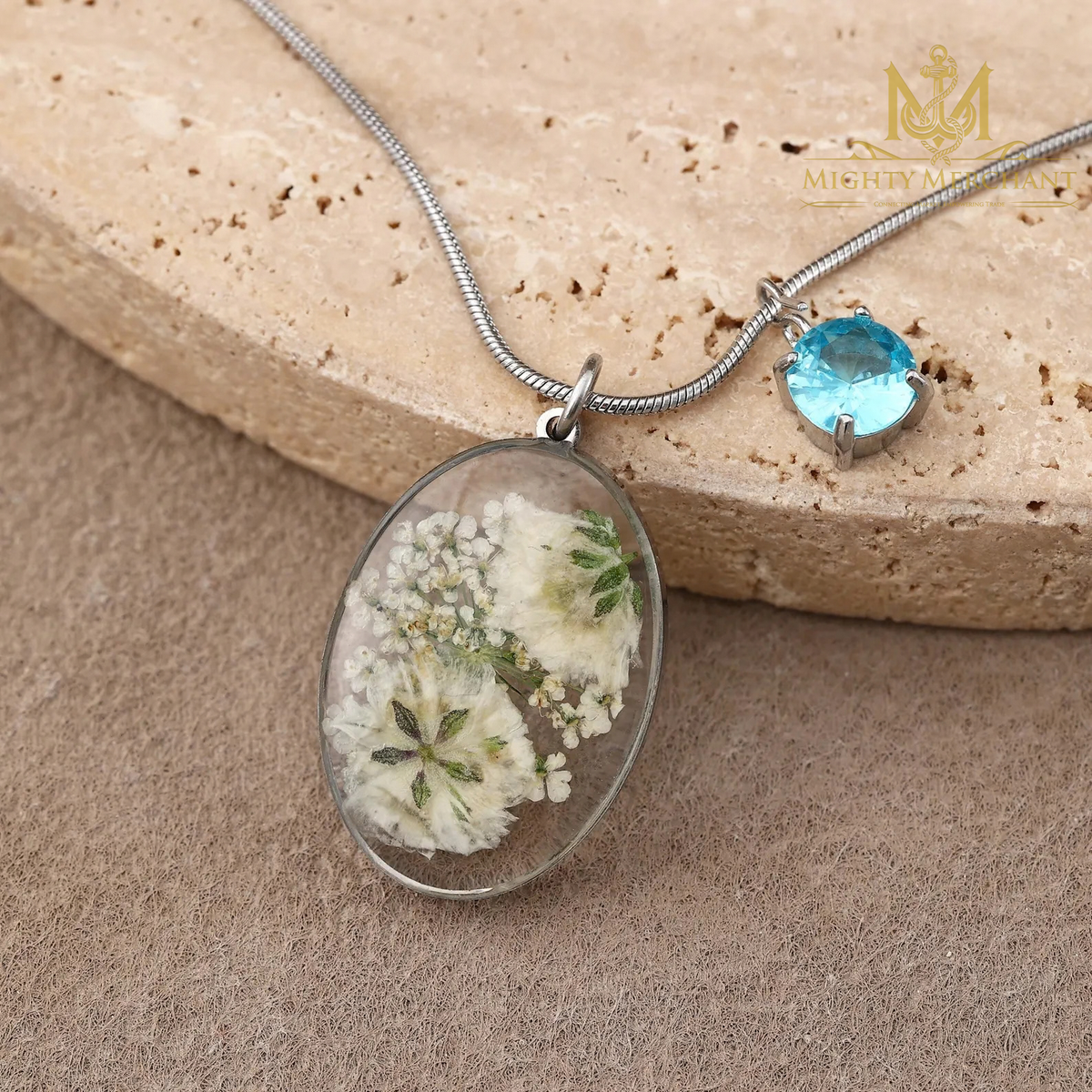 Handmade Resin Flower Pendant Necklace, Birthstone Charm, Nature-Inspired Jewelry