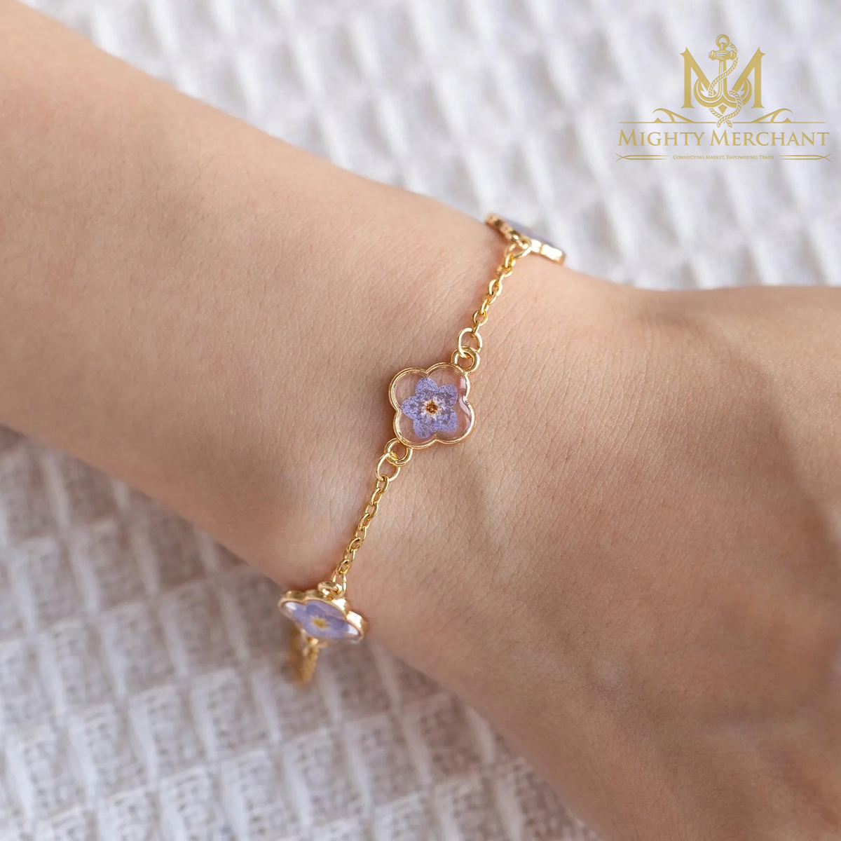 Purple Flower Bracelet for Women | Floral Handmade Bracelet
