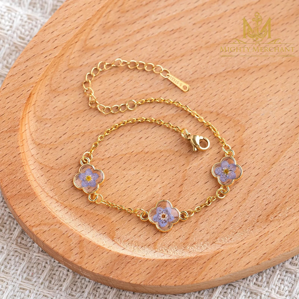 Purple Flower Bracelet for Women | Floral Handmade Bracelet