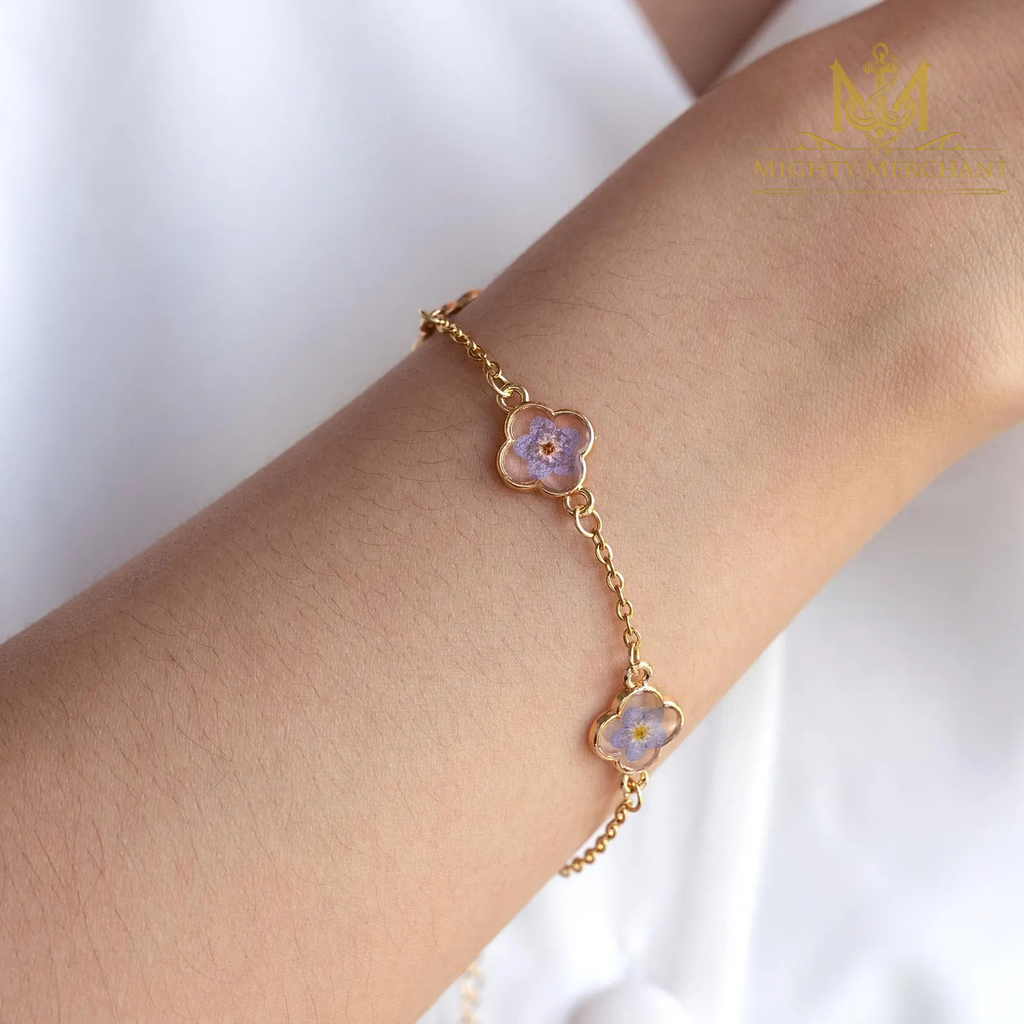 Purple Flower Bracelet for Women | Floral Handmade Bracelet