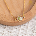 Dainty Pressed Flower Clover Necklace – Handmade Floral Resin Pendant Jewelry
