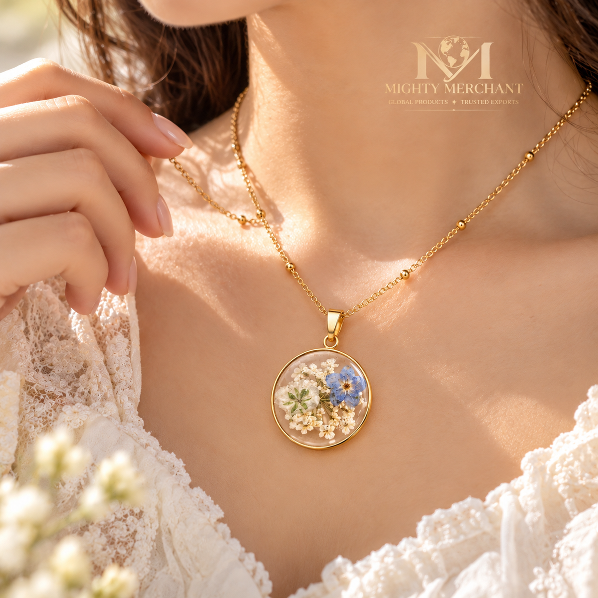 Forget Me Not Flower Necklace, Pressed Flower Resin Pendant, Memorial Jewelry, Sympathy Gift for Her