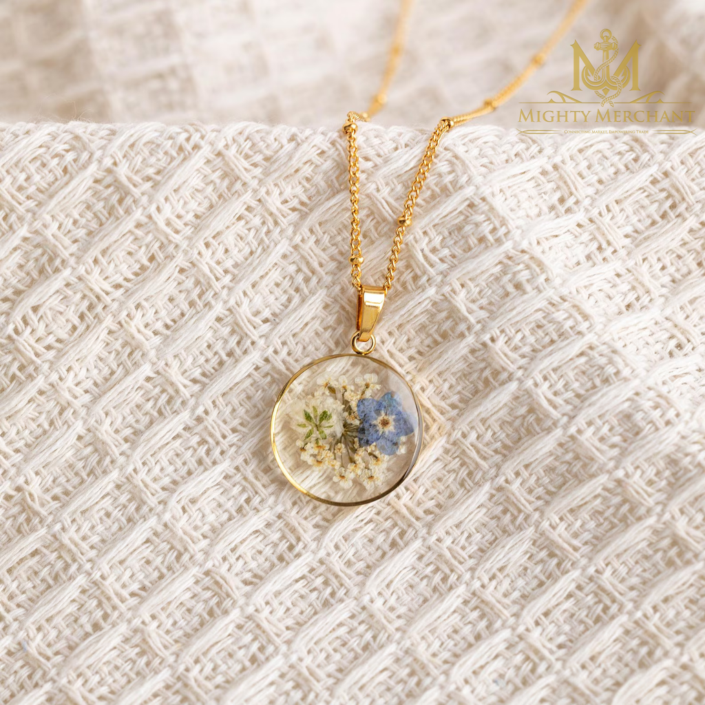 Forget Me Not Flower Necklace, Pressed Flower Resin Pendant, Memorial Jewelry, Sympathy Gift for Her