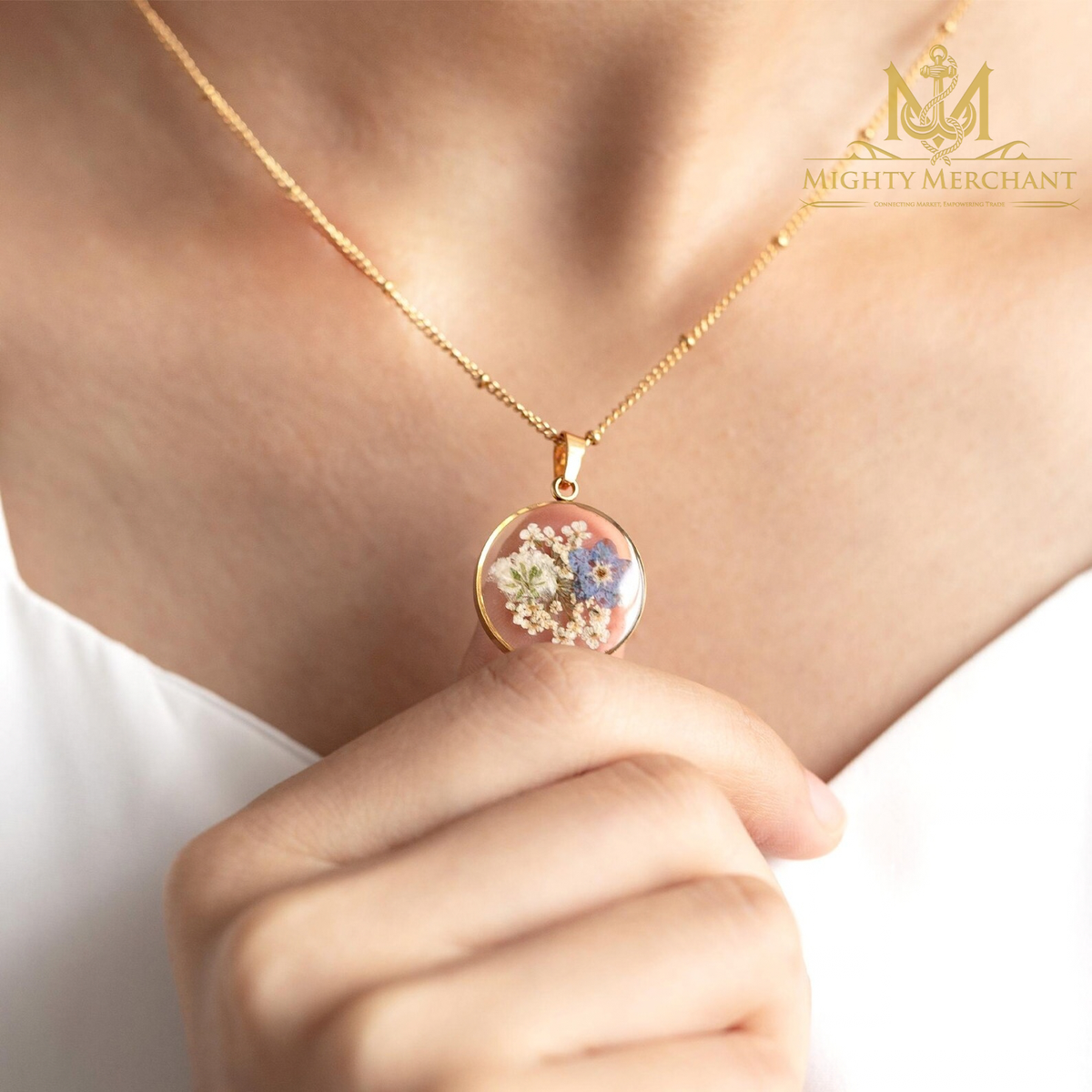 Forget Me Not Flower Necklace, Pressed Flower Resin Pendant, Memorial Jewelry, Sympathy Gift for Her