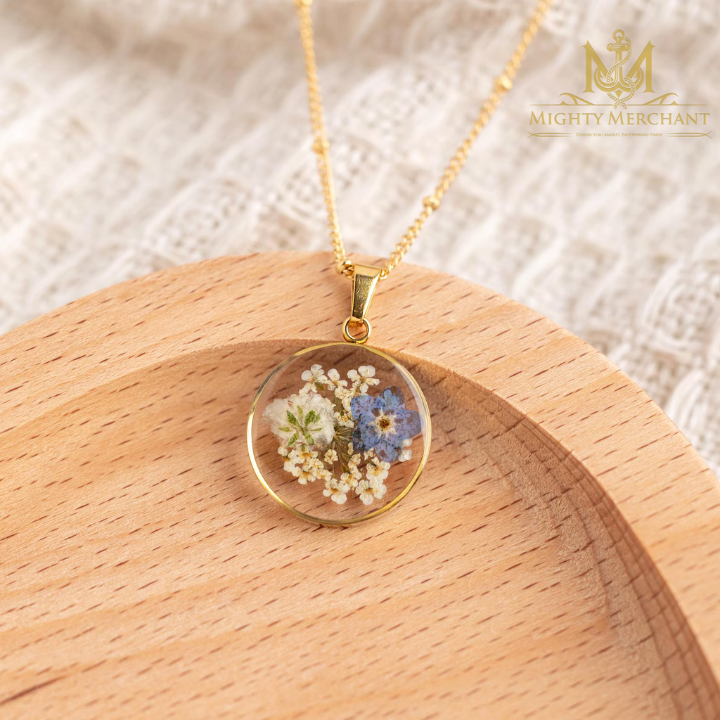 Forget Me Not Flower Necklace, Pressed Flower Resin Pendant, Memorial Jewelry, Sympathy Gift for Her