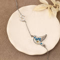 Personalized Initial Hummingbird Necklace with Blue Dried Flowers